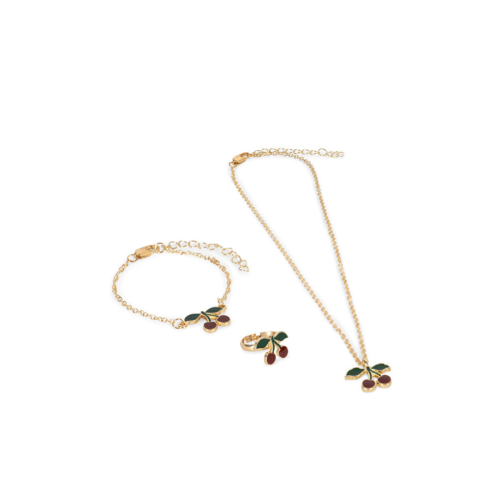 Konges Sløjd Smykkesett, Halskjede, Ring og Armbånd - Cherry