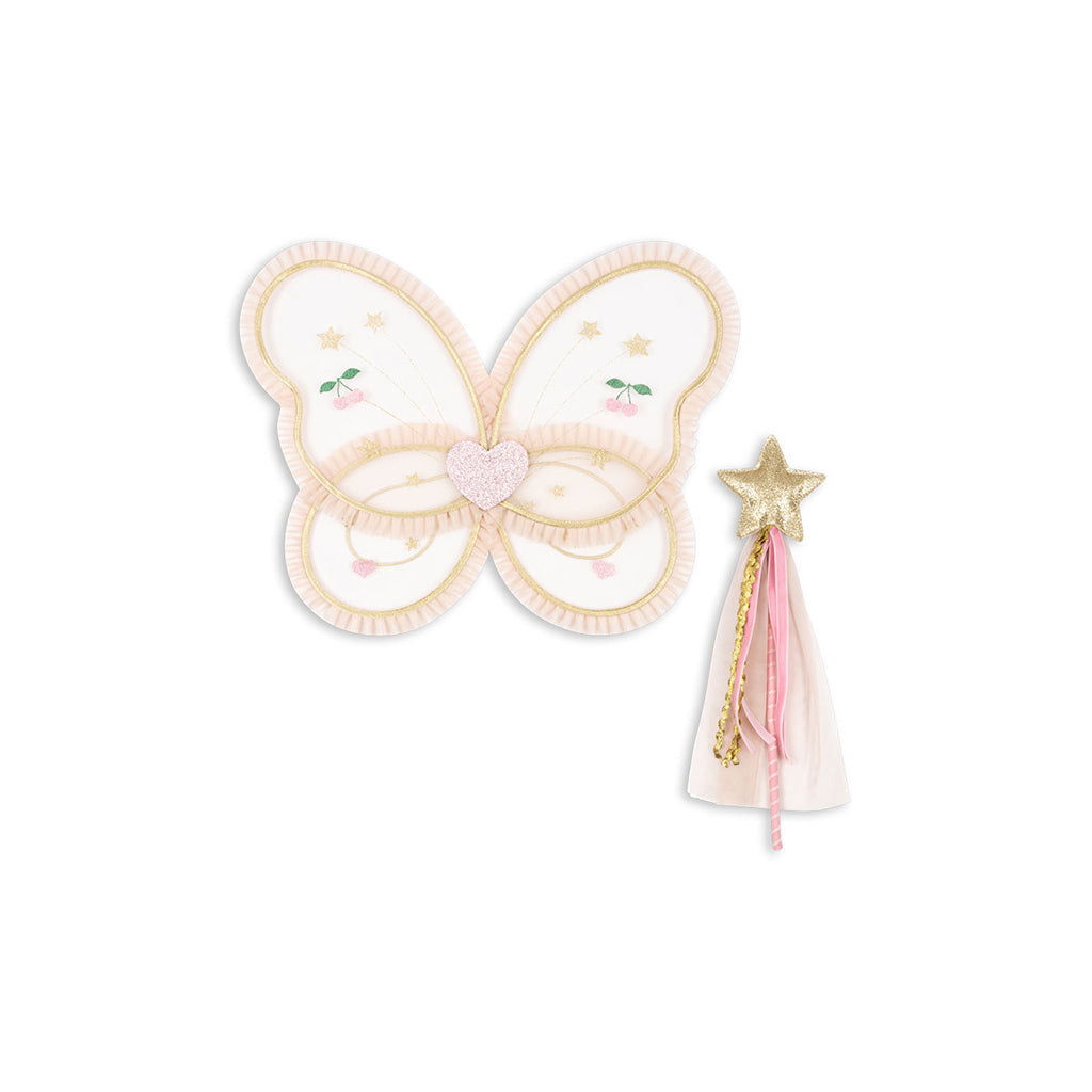 Konges Sløjd Fairy frill fe-drakt, Vinger og tryllestav - Brazilian sand