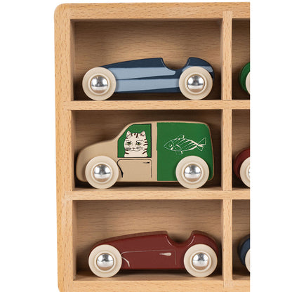 Konges Sløjd 9 Mini leketøysbiler i tre, Multi