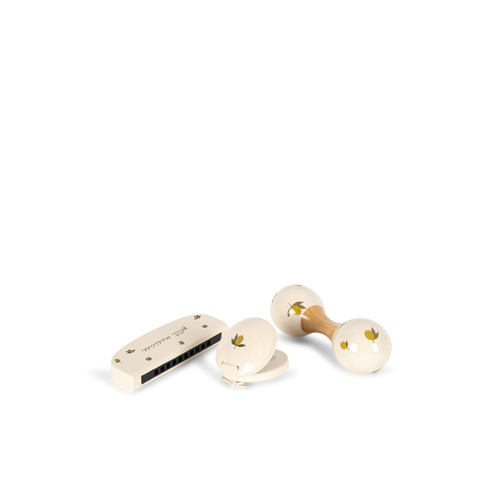 Konges Sløjd Petit Lemon Glossy, sett med 3 musikkinstrumenter - Lemon