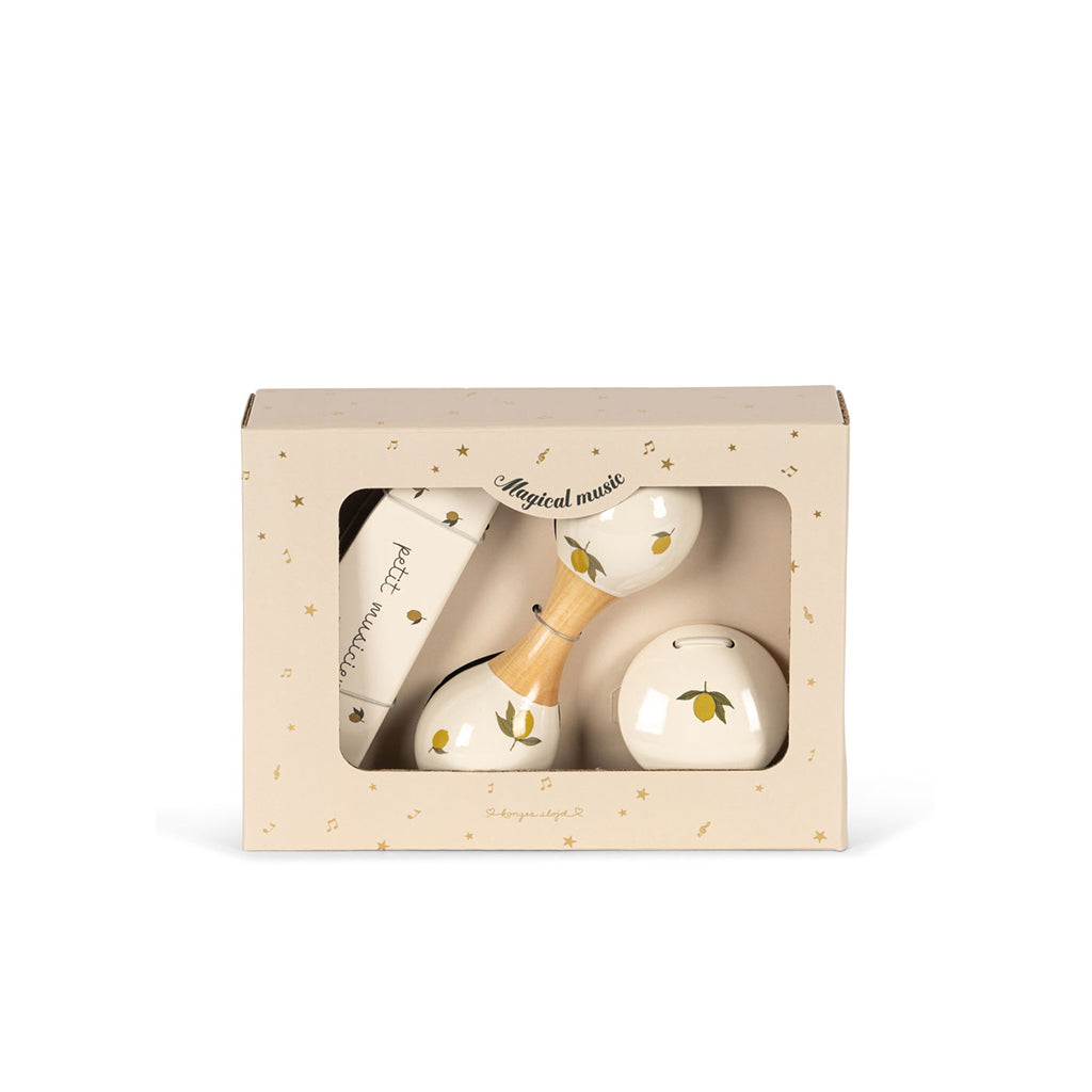 Konges Sløjd Petit Lemon Glossy, sett med 3 musikkinstrumenter - Lemon