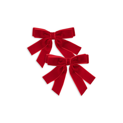 Konges Sløjd fløyelshårspenner med doble sløyfer, 2-pakning - Barbados cherry