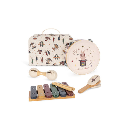 Konges Sløjd musikinstrumenter i kuffert, sæt m 4 dele - Cirkus