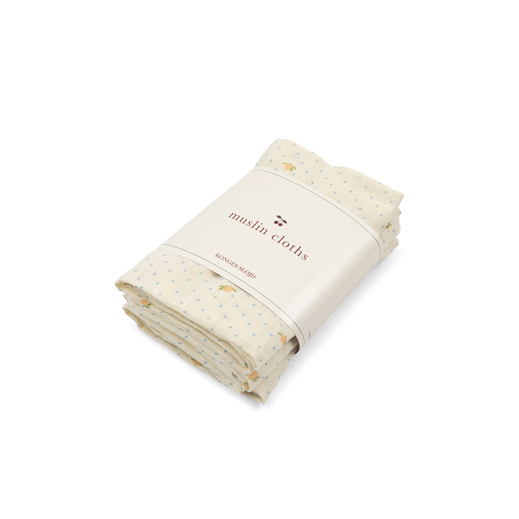 Konges Sløjd stoffbleie, økologisk muslin, 3-pakning – Lemon Dot