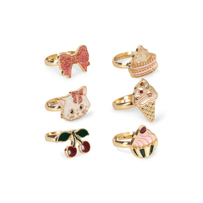 Konges Sløjd Kitty fingerringer, 6 stk - Gold
