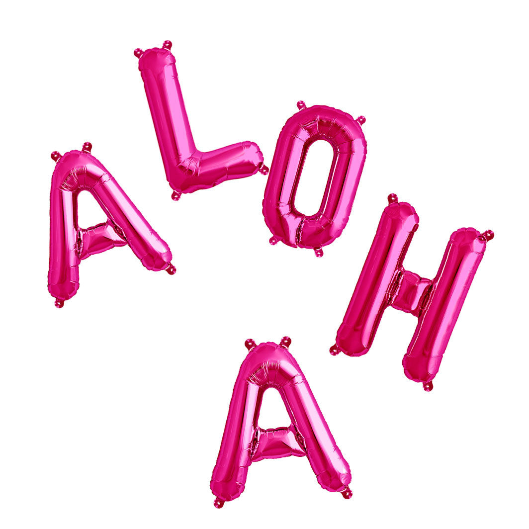 Pink folieballoner danner ordet Aloha