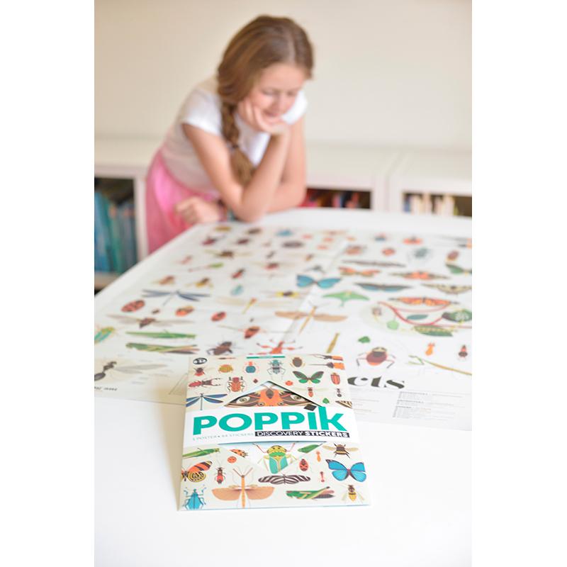 Poppik klistremosaikk i papir, plakat og 44 klistremerker – Insekter