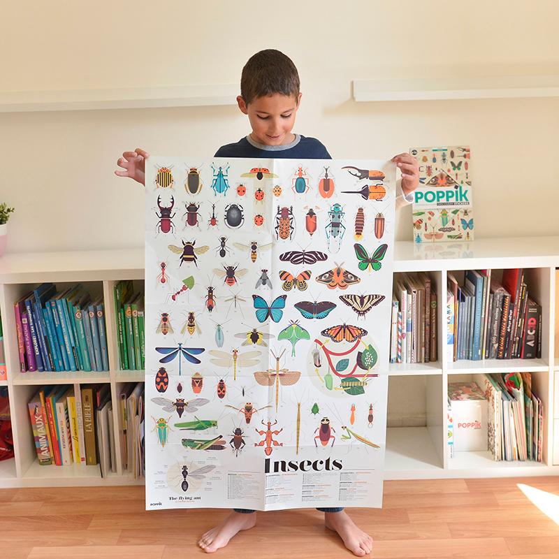 Poppik klistremosaikk i papir, plakat og 44 klistremerker – Insekter