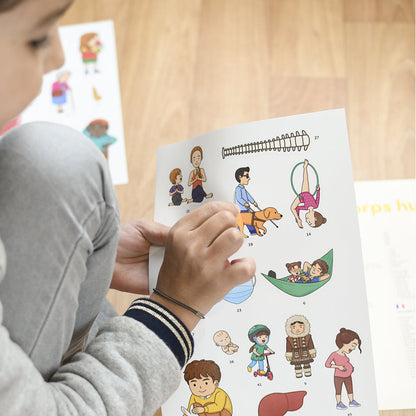 Poppik klistremosaikk i papir, Læringsplakat med 48 klistremerker – Kroppen