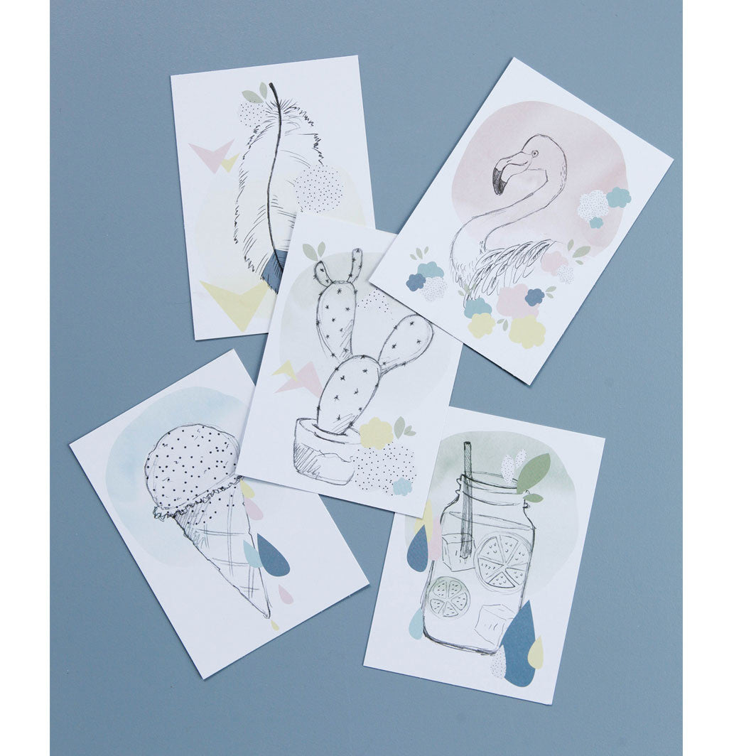 Lirum Larum Leg-postkort, Special Edition, 5 stk. - Kollasj