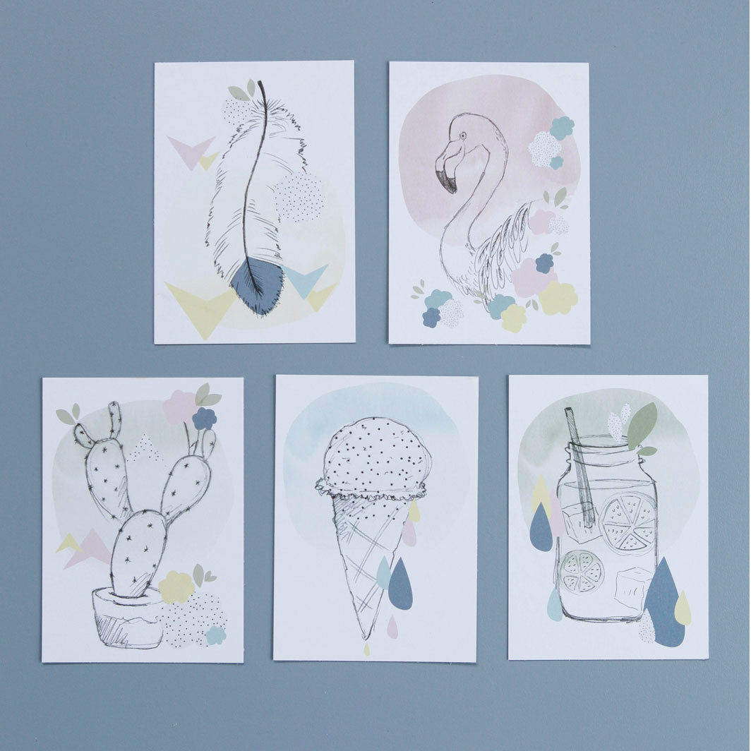 Lirum Larum Leg-postkort, Special Edition, 5 stk. - Kollasj