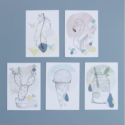 Lirum Larum Leg-postkort, Special Edition, 5 stk. - Kollasj