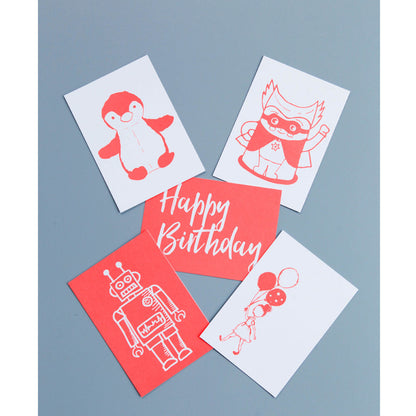 Lirum Larum Leg postkort, Special Edition, 5 stk. - Neon