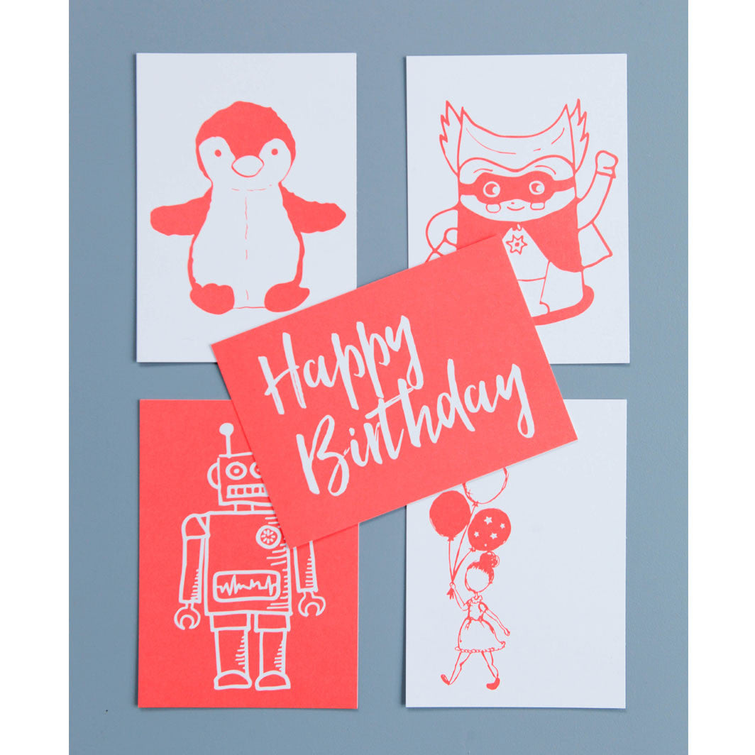 Lirum Larum Leg postkort, Special Edition, 5 stk. - Neon