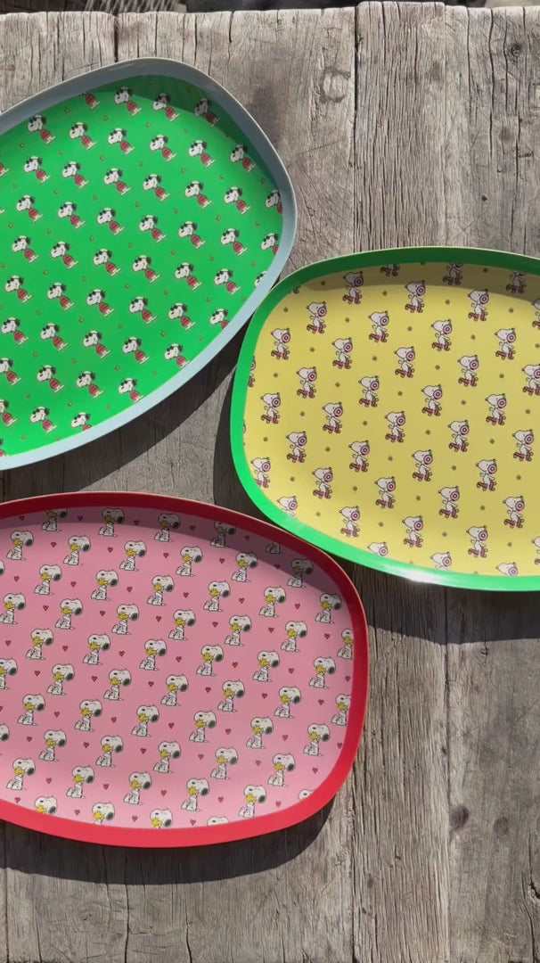 Rice Melamin rektangulær middagstallerken, Snoopy - Grønn