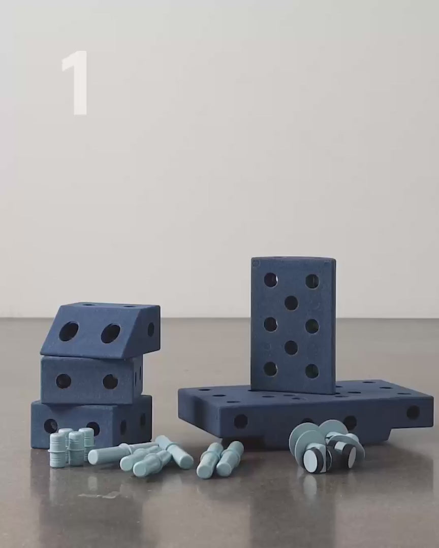 Modu byggeleketøy i skum, Explorer sett, 20 deler - Deep blue/ Sky blue
