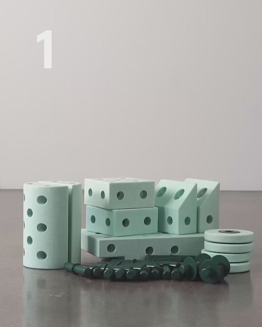 Modu byggeleketøy i skum, Dreamer sett, 34 deler – Ocean mint/ Forest green