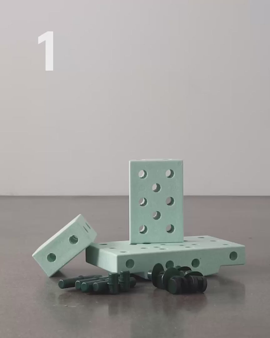 Modu byggeleketøy i skum, Curiosity sett, 14 deler – Ocean mint/ Forest green