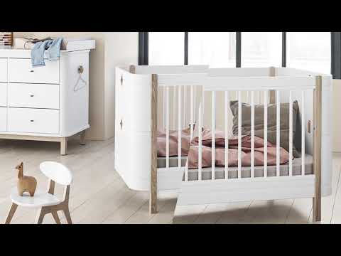 Oliver Furniture, Wood Mini+ Basic sprinkelseng - hvit/eik