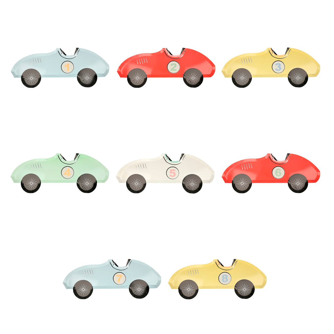 Meri Meri papptallerken, Racerbiler - 8 stk.