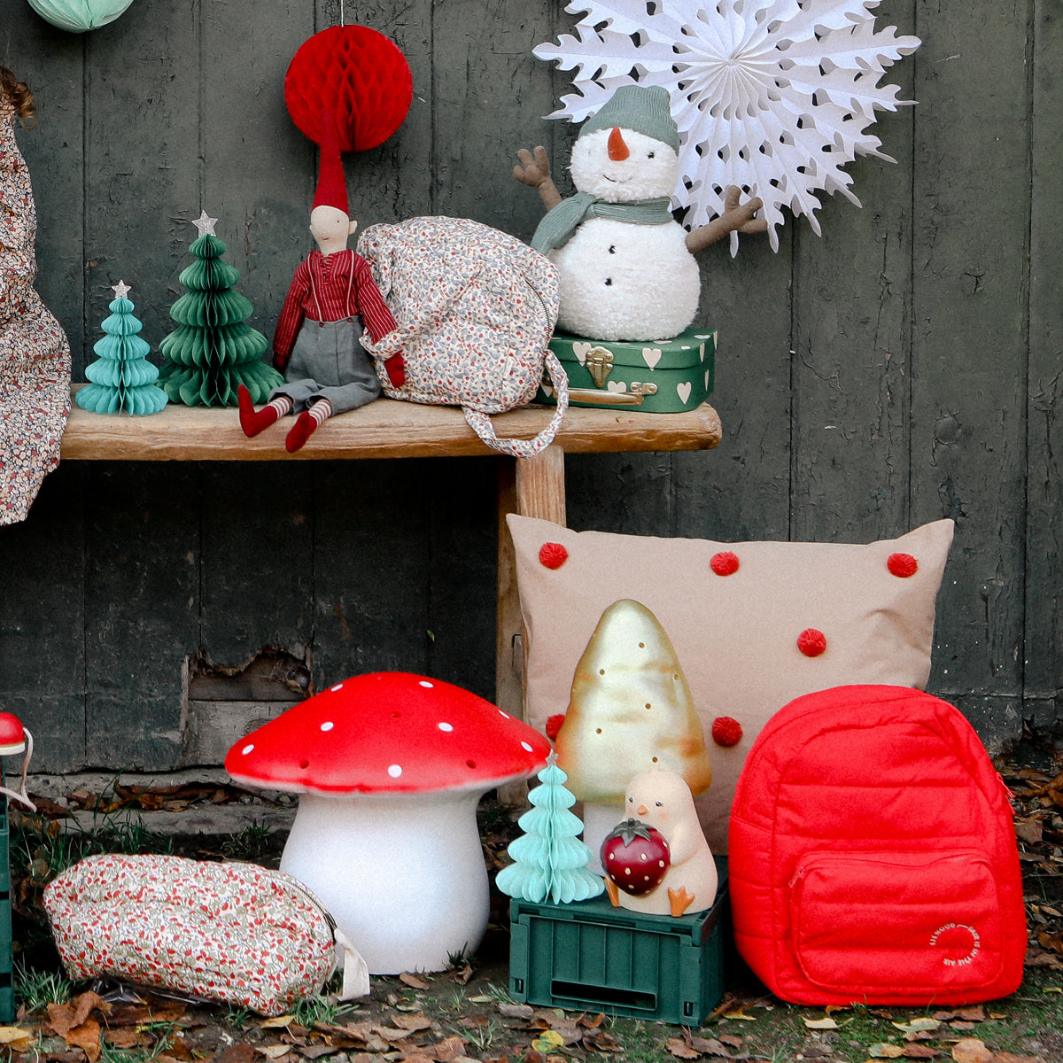 ferm Living pute, Dot Tuftet - Camel/red