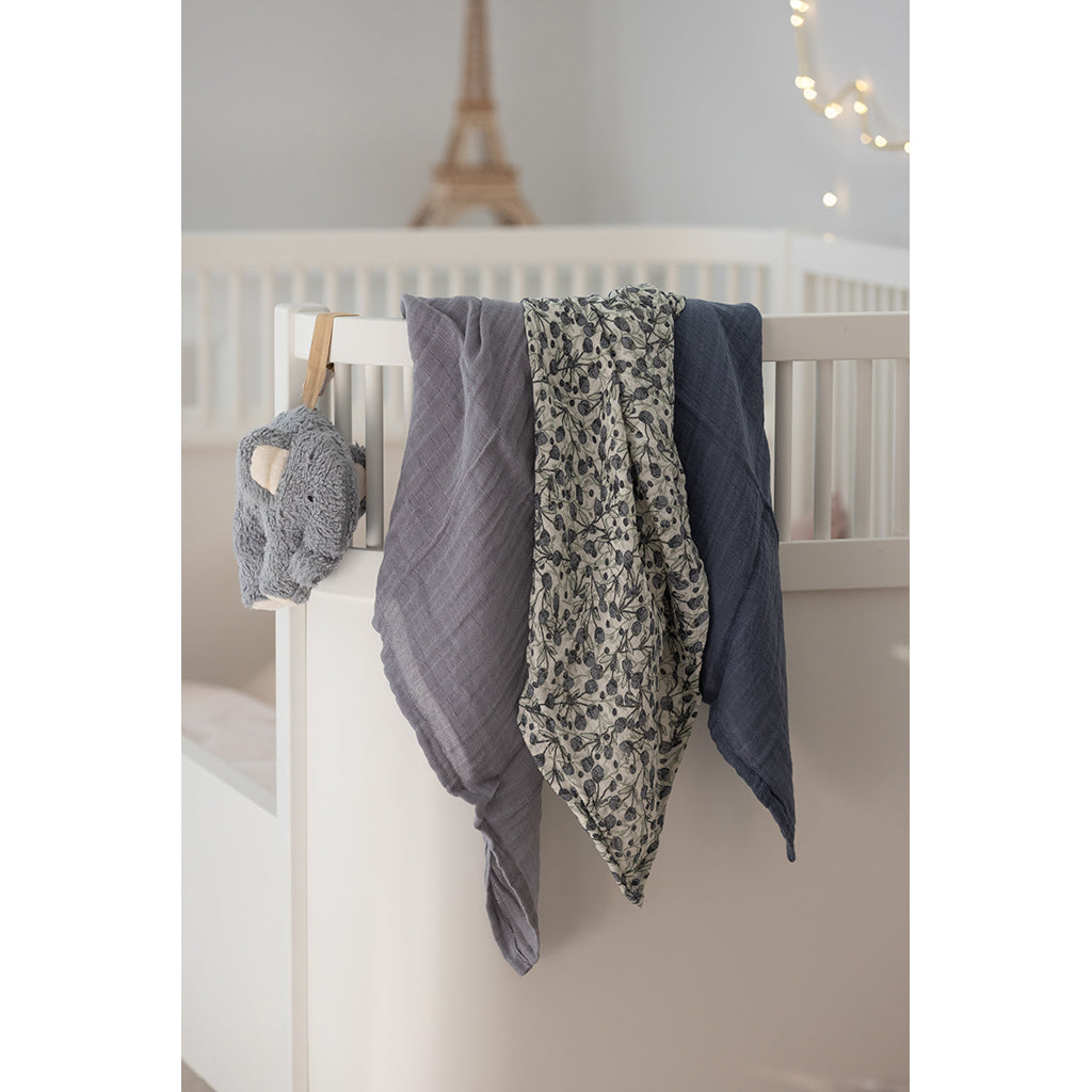 Sebra tøybleier, 3 stk. - Blue olive, Forest lake blue