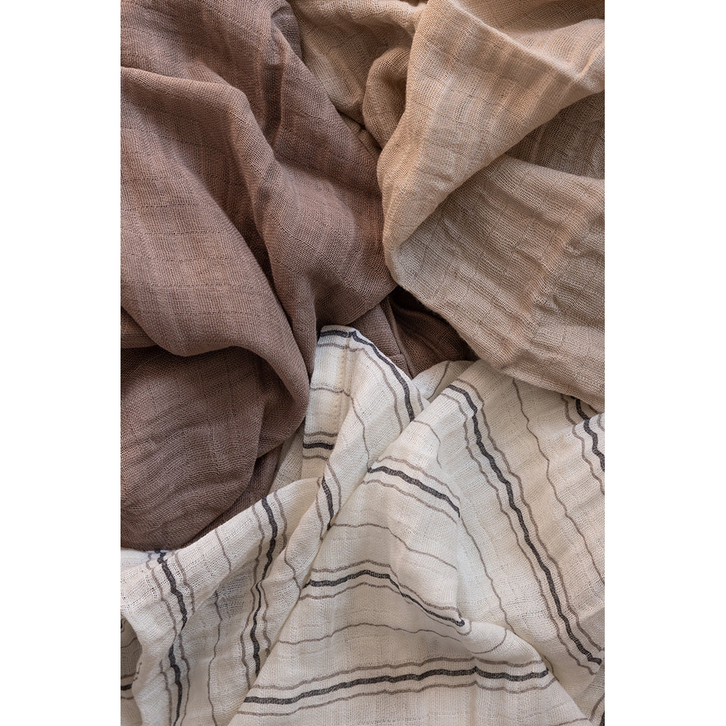 Sebra tøybleier, 3 stk. - Cream stripe, Beige