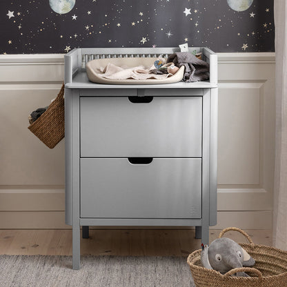 Sebra stellebord i tre, 2-i-1 design m. skuffer - Stone