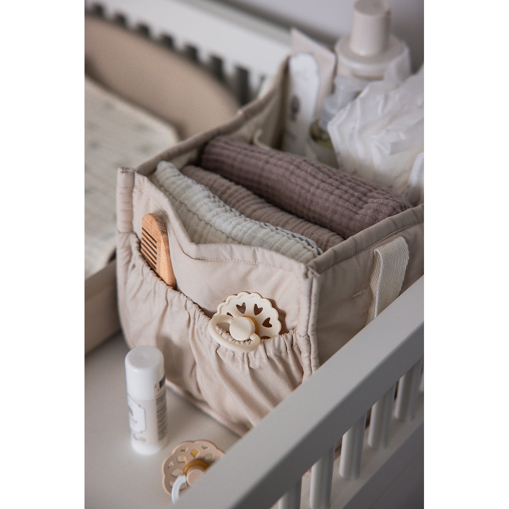 Sebra pusleoppbevaringskurv i stoff med håndtak, Morning beige