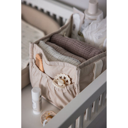 Sebra pusleoppbevaringskurv i stoff med håndtak, Morning beige