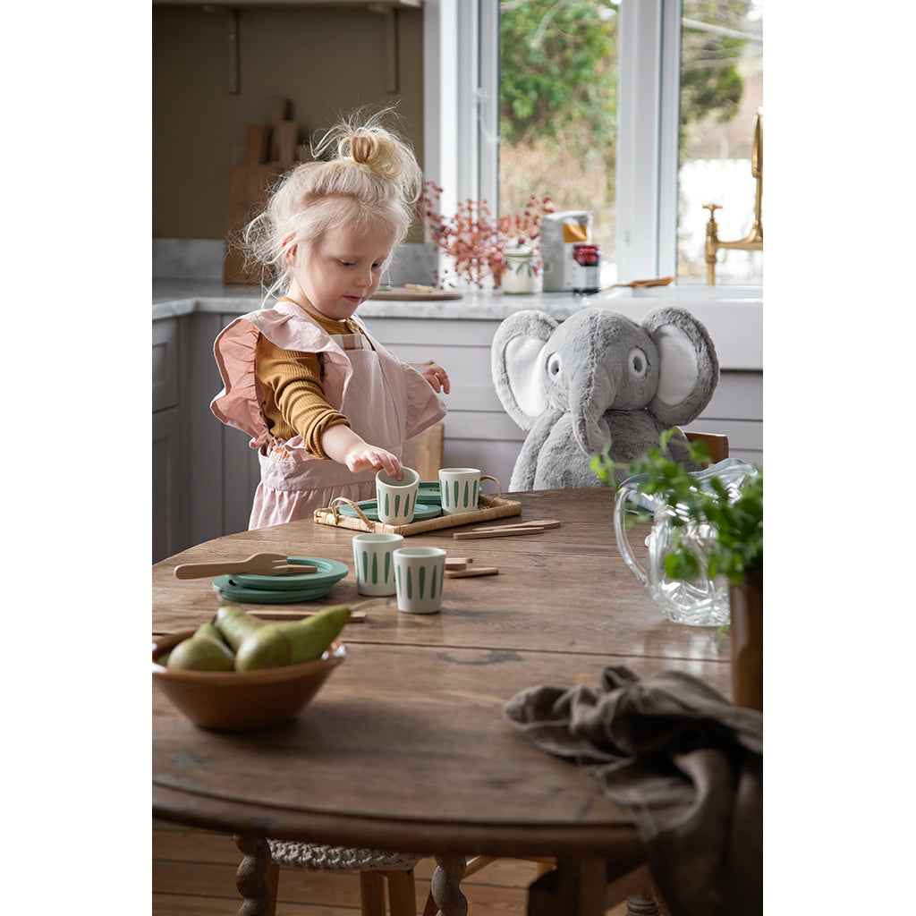 Sebra Barneforklesett med kokkehatt, Dusty pink/classic white