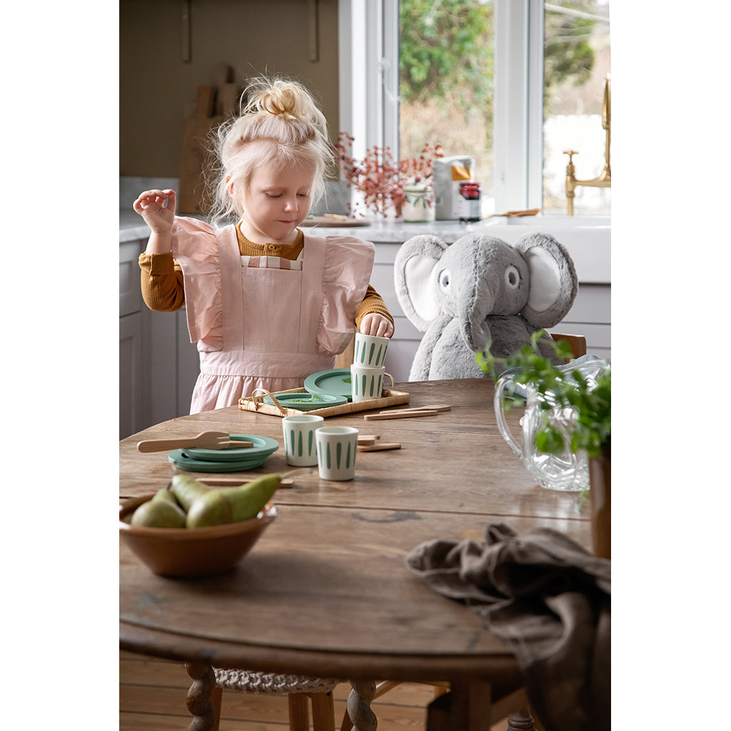 Sebra Barneforklesett med kokkehatt, Dusty pink/classic white