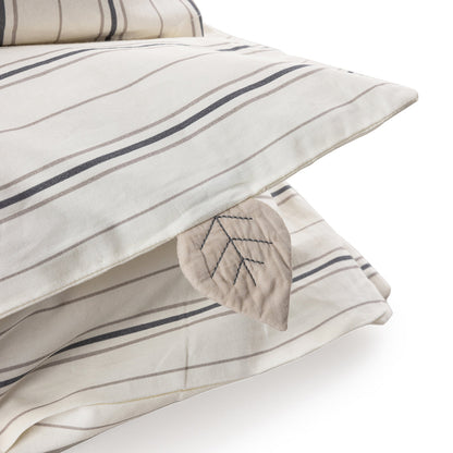 Sebra Juniorsengetøy, økologisk -  Cream Stripe