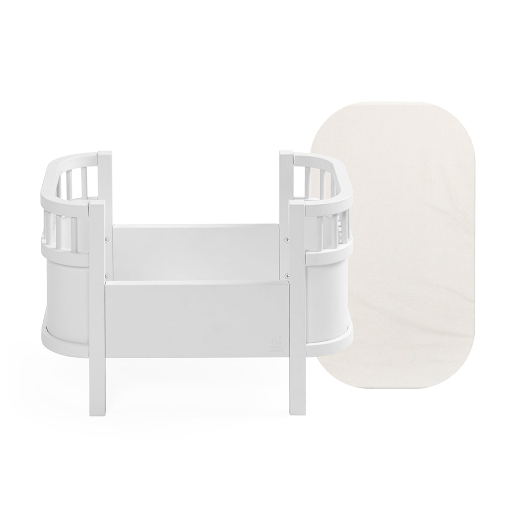 Sebra Dukkesengen + madrass, hvit