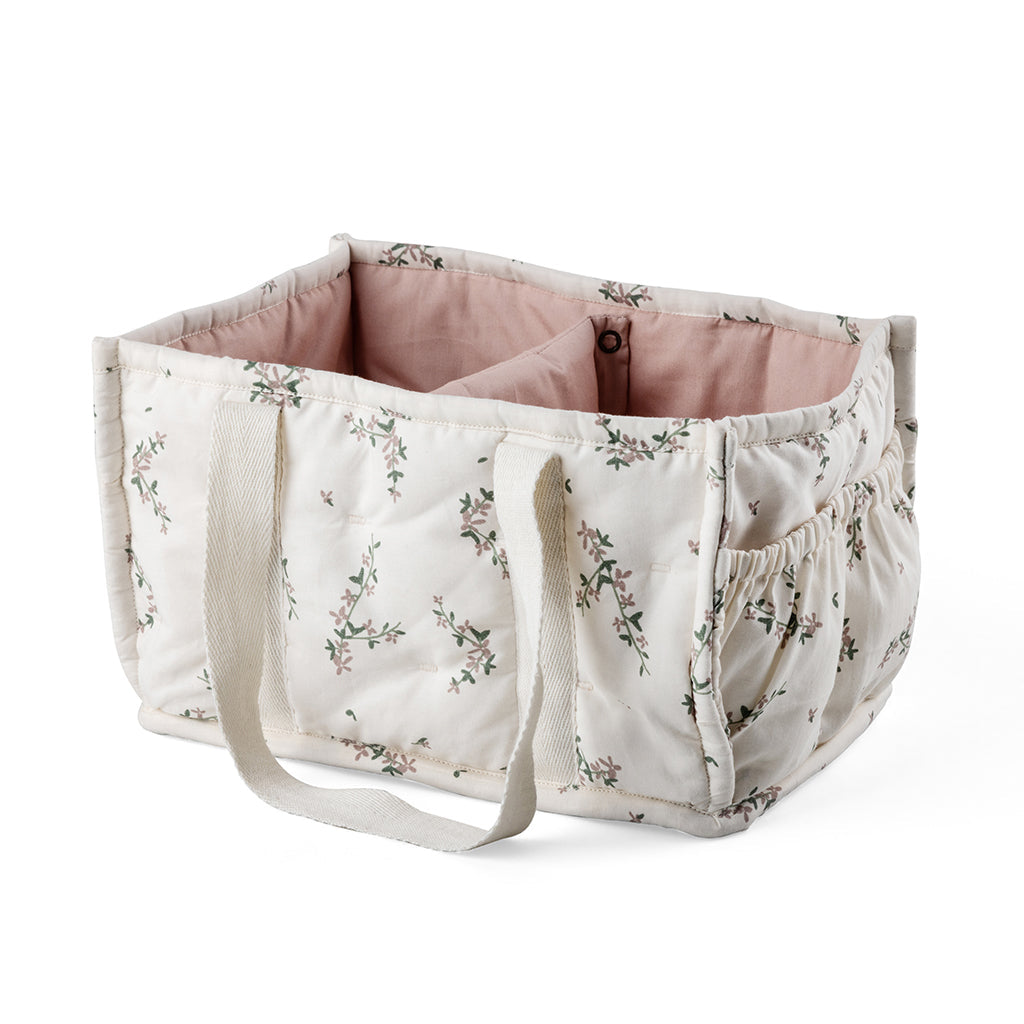 Sebra pusleopbevaringskurv i stof m hanke, Powder blossom
