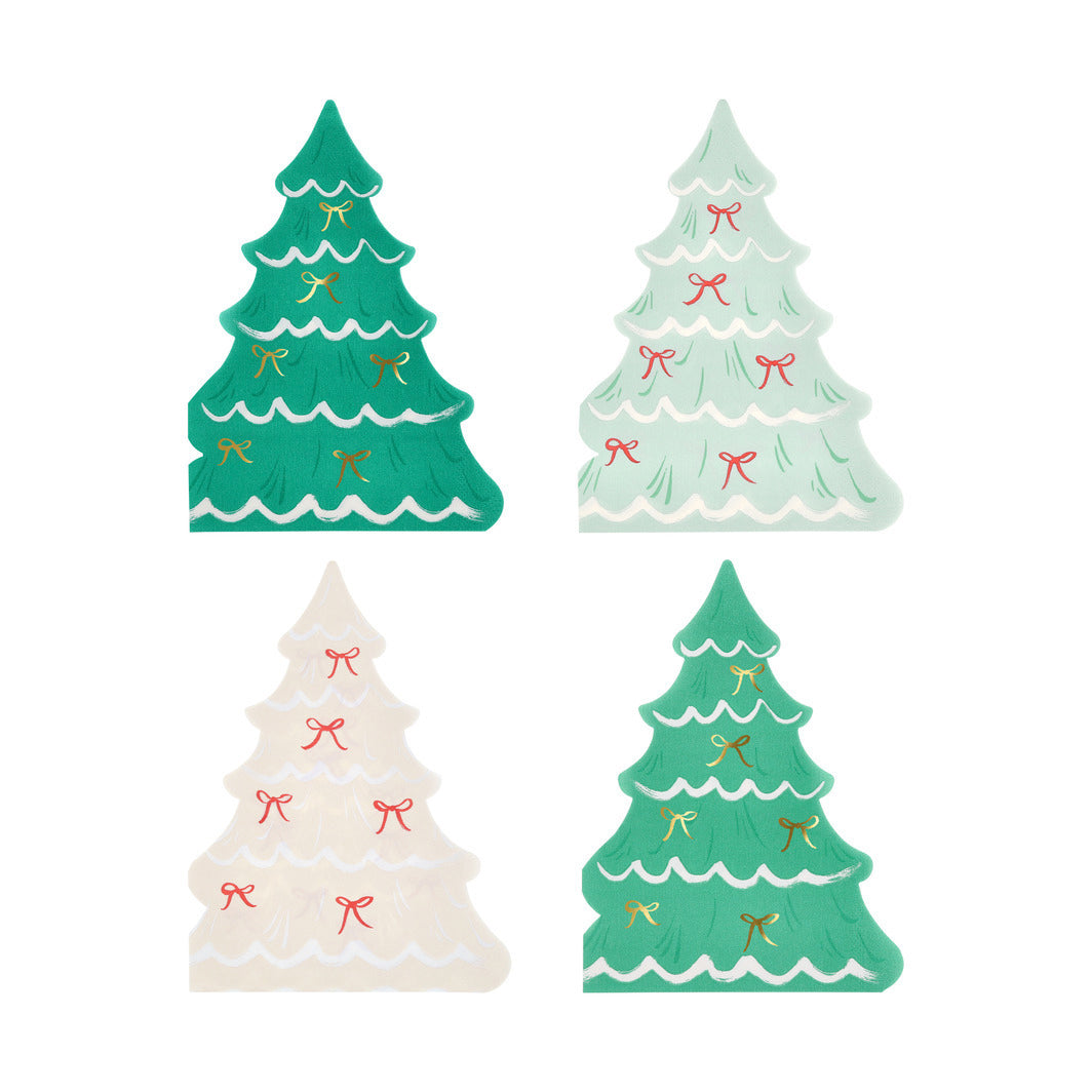 Juletre med servietter med sløyfe