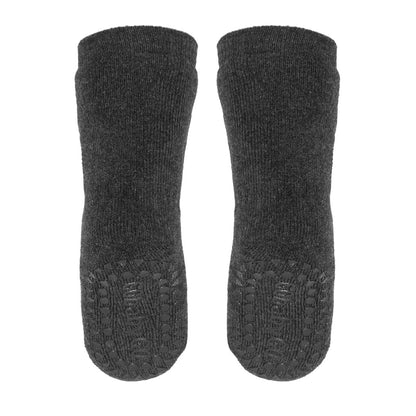 GoBabyGo sklisikre strømper m. gummiprikker, dark grey melange