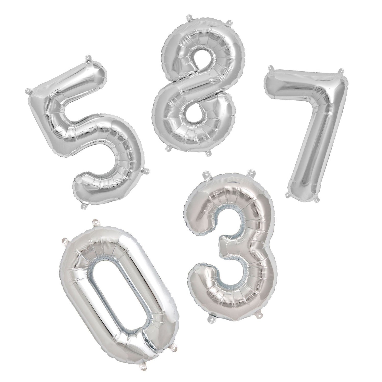 Northstar Balloons, folieballong som tall i sølv - 0-9