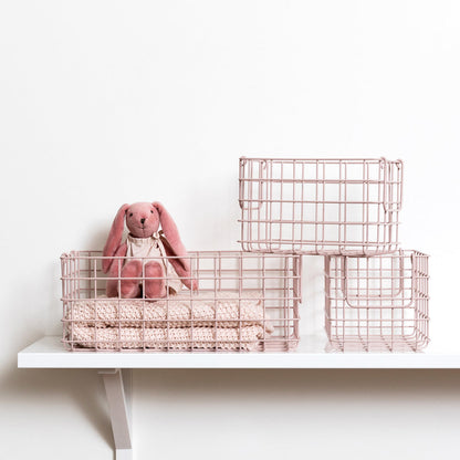 Mustard Made Baskets, sett med 3 trådkurver - Blush
