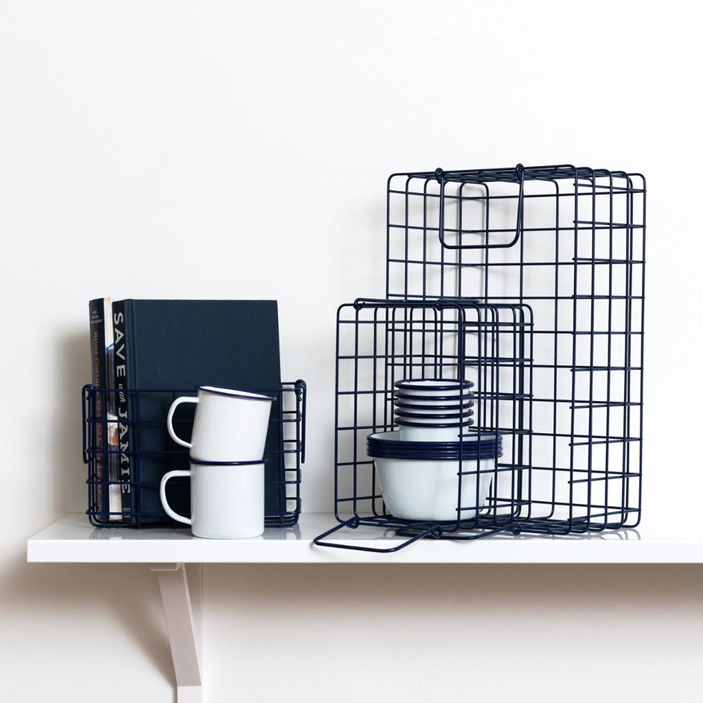 Mustard Made Baskets, sett med 3 trådkurver - Navy