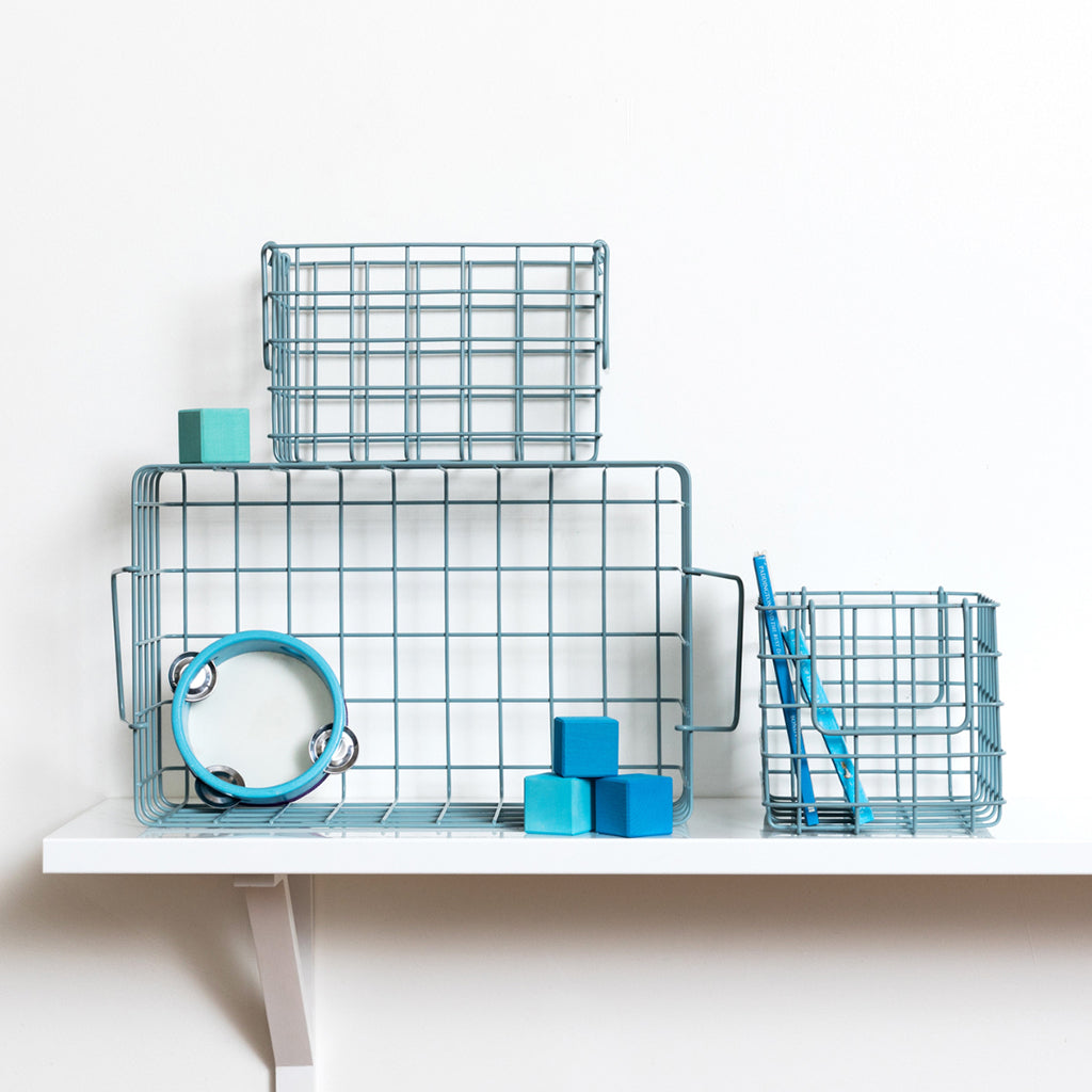 Mustard Made Baskets, sett med 3 trådkurver - Ocean