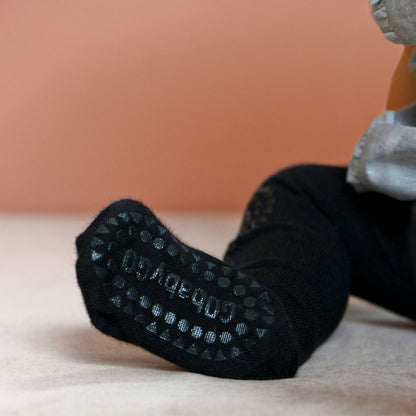 GoBabyGo krabbestrømpebukse m. gummiprikker, black
