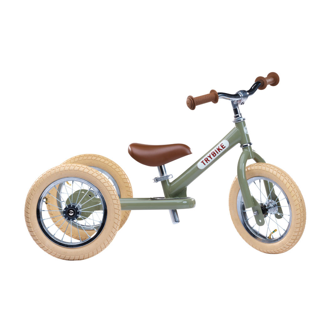 Trybike trehjult løpesykkel, vintage green m. retro look (matte felger)