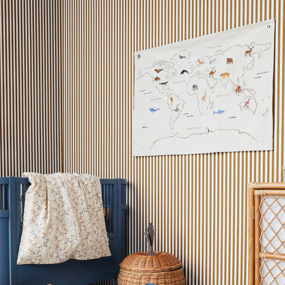 ferm Living veggoppheng/tekstilbilde, The World - off-white