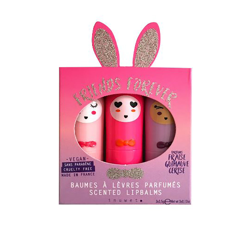Inuwet Leppepomade for barn, Trio-sett, 3-pakning, Friends forever - Fushia