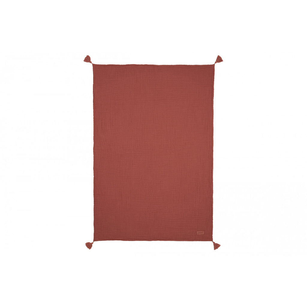Nobodinoz babyteppe, Wabi Sabi double muslin, 65 x 100 cm - Rosewood