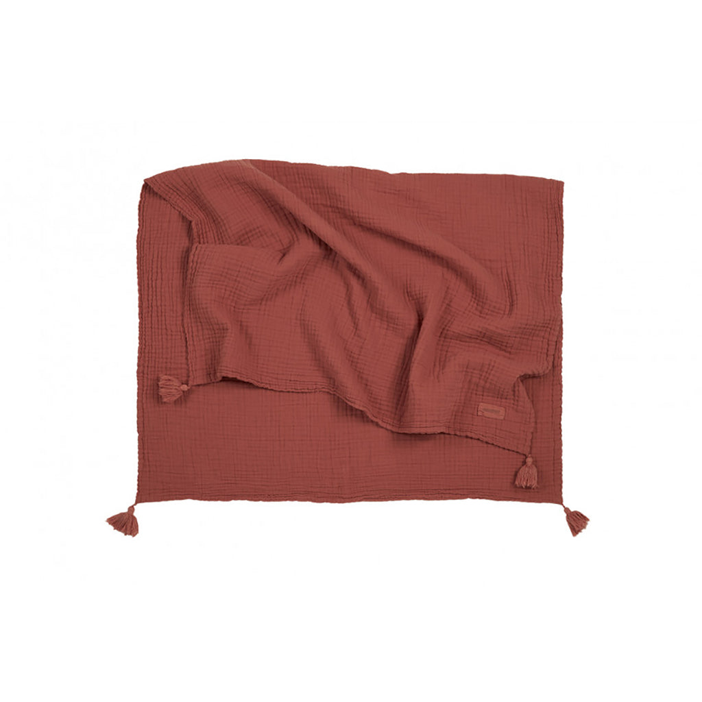 Nobodinoz babyteppe, Wabi Sabi double muslin, 65 x 100 cm - Rosewood