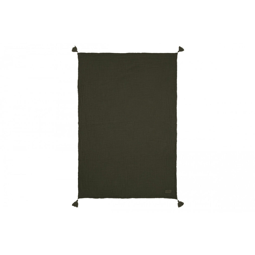 Nobodinoz babyteppe, Wabi Sabi double muslin, 65 x 100 cm - Vetiver