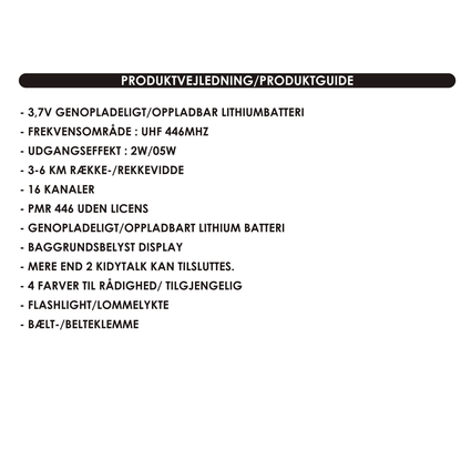 Kidywolf walkie talkie til barn, Kidytalk - Blå/Rød