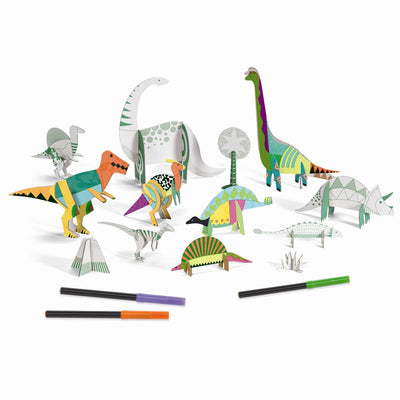 Djeco kreativ æske - Farv, saml, leg - Dinosaurer